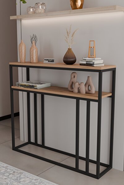 FurnatureDesign 2 Raflı Metal Dresuar Raflı Lüx Dresuar Kitaplık Salon Düzenleyici 2 Raflı 100 Cm