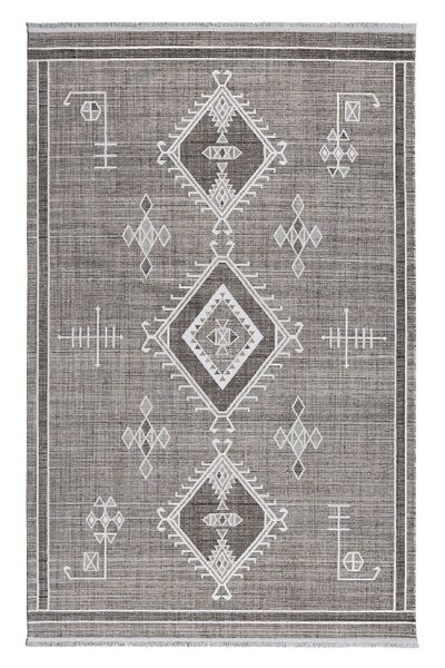 Cool Halı Etnik 2402 Gri Beyaz Hav Vermez Yumuşak Doku Iskandinav Tarz Bohem ...