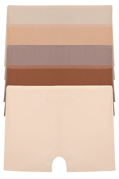 Nicoletta Women's Boxer High Waist Seamless Laser Cut Flexible Non-Marking 5 Pack Polyester Cinnamon