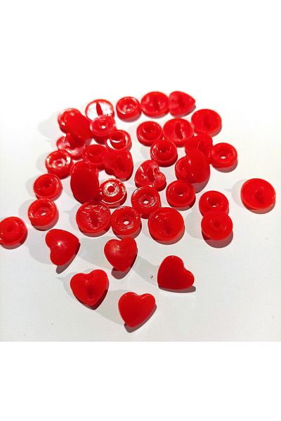 Celines Wonders Quality T5=12.5 mm Red Plastic Heart Studs - 10 Pieces