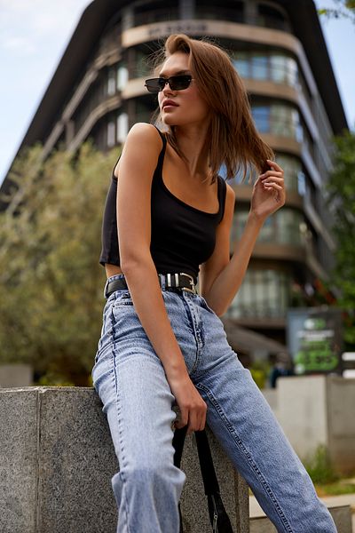 Arma Life Pantaloni de damă cu talie înaltă, blugi albastru gheață