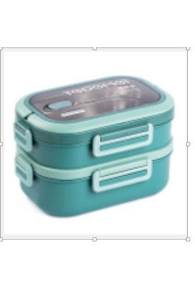 Tantitoni Tantitoni Tedemei Green Pasl.Steel Double Deck Food Transport Container 1.65 L