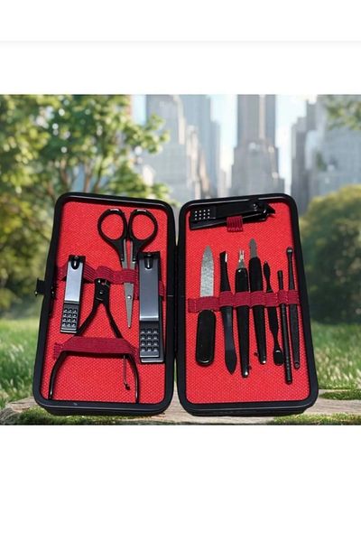 shoptekno Manicure Pedicure Set 12 Pieces Hand Foot Nail Care Nail Clipper Professional Full Set