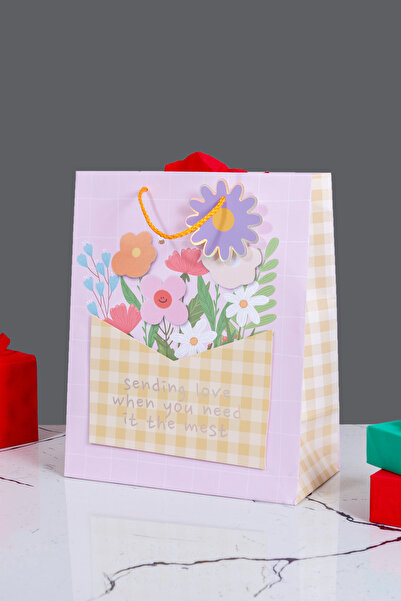 Sarkap Home Özel Tasarım Sarı Saksı Model Hediyelik Karton Çanta