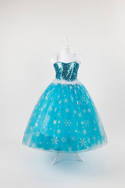 Parti Selesi Costum Frozen Elsa Coroana Scepter Rochie pufoasa cu blană albastră