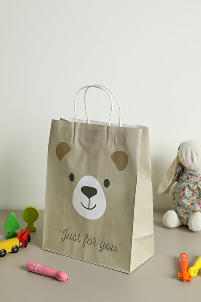 Sarkap 3'lü 26x33 Ayıcık Model Kraft Kağıt Poşet Çanta