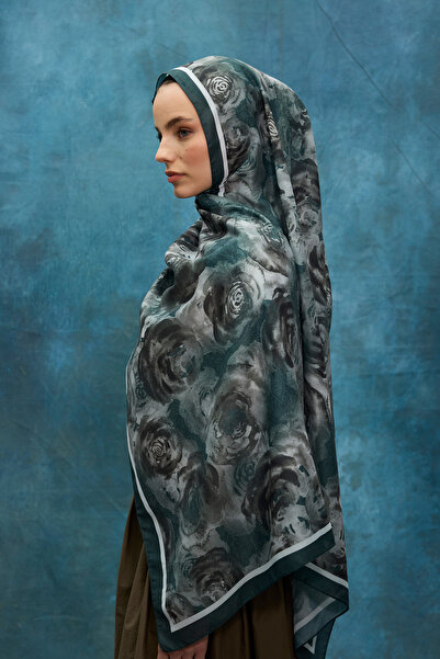 cs camellia scarf Μαλακό σάλι Rossa Pattern - Πράσινο