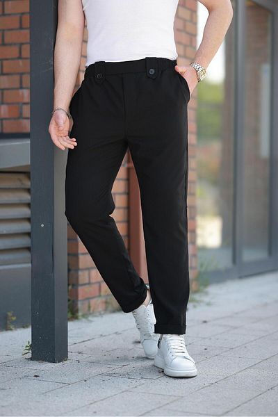 Madmext Black Regular Fit Men's Trousers E6574