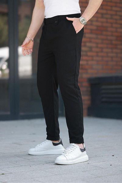 Madmext Black Regular Fit Men's Trousers E6574
