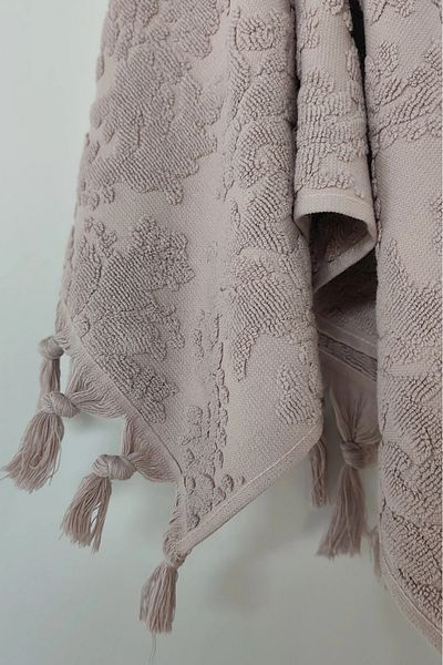 Sevim Lilac Hand Towel - 50x90 cm, 100% Cotton, Fringed, High Water Absorbency