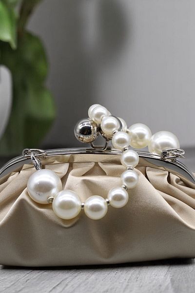HFKY Γυναικεία Σατέν Περλέ Desing Βραδινή Τσάντα Φόρεμα