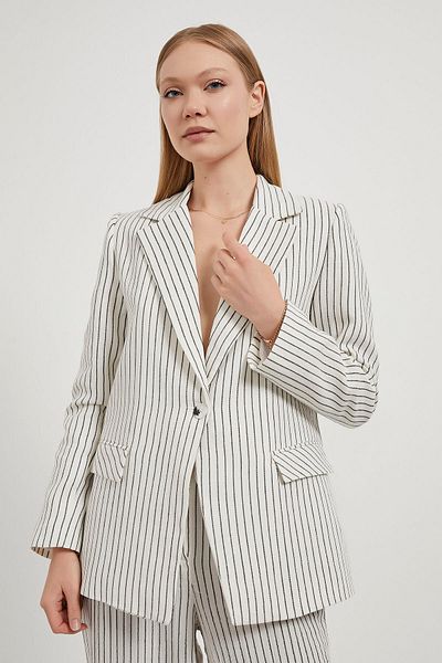 Arma Life Jachetă blazer albă de muselină în dungi pentru femei
