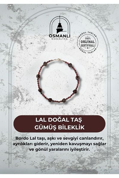 OSMANLI DOĞAL TAŞ Lal Natural Stone Silver Bracelet