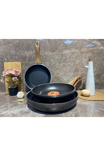 Elvira Granite 3 Piece Pan Set-Black