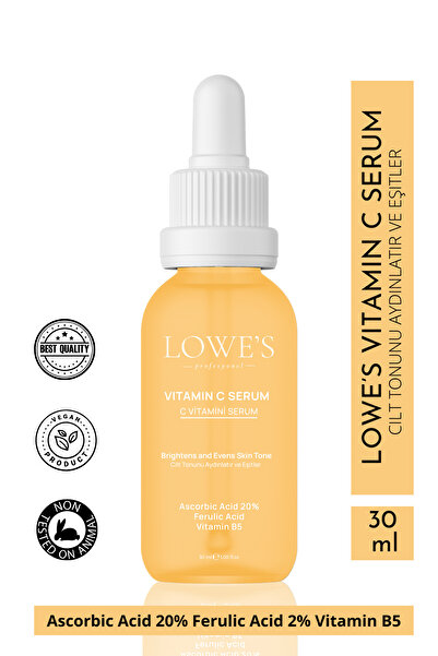 Kozmetik Cilt Lekelerine Karşı Etkili Parlatıcı Vitamin C Serum, Glutatyon, Ferulik Asit ve %20 Askorbik Asit