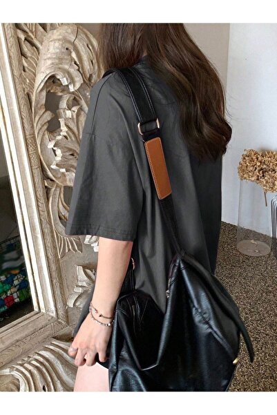 DUBU BUTİK Thousand Single Jersey T-Shirt - Smoke Printed Oversize Crew Neck Short Sleeve T-Shirt