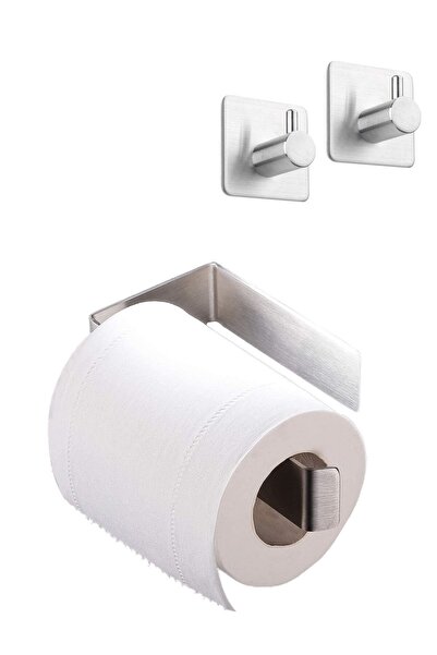 DELTAHOME Paslanmaz Çelik Tuvalet Kağıtlığı ve 2 Adet Kare Havlu Askılık SET ...