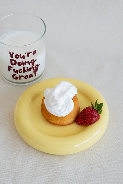 Beige & Stone Ceramic Small Size Yellow Donut Dessert Presentation Plate