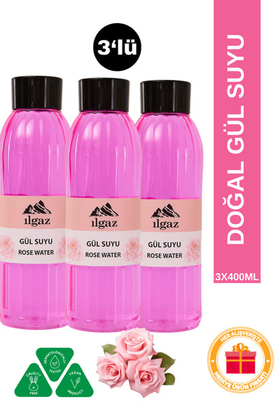 ILGAZ Klasik Gül Suyu 3'lü Eko Paket 400 Ml | Doğal ve Ferah Bakım