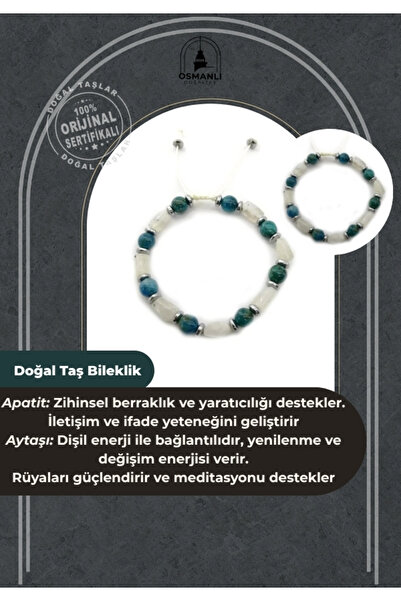 OSMANLI DOĞAL TAŞ Sertifikalı Doğal Taş Bileklik-apatit-ay Taşı B585