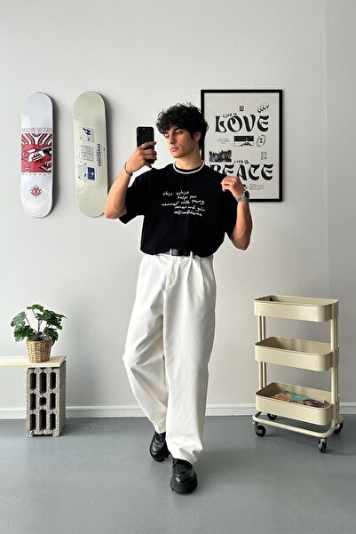 Flaw Wear Believe in Oneself Printed Oversized T-Shirt Black