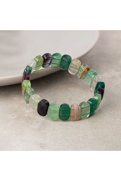 OSMANLI DOĞAL TAŞ Green Fluorite Natural Stone Wide Cut Bracelet
