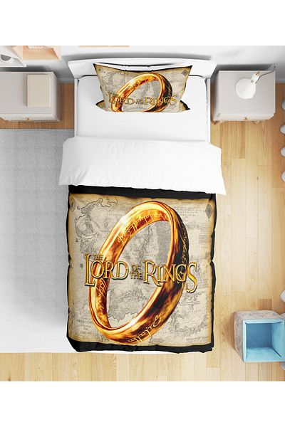 Erays Home Set de lenjerie de pat pentru adolescenți cu imprimare 3D Stăpâna Inelelor