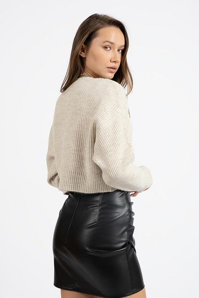 RTD&VLD Women's Vt73 Crew Neck Glittery Knitwear Sweater Ecru