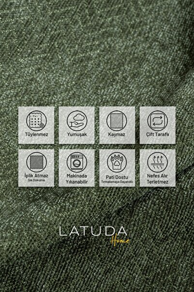 Latuda Home Zenit Koltuk Örtüsü 175x350 Xlarge Dekoratif Jakarlı Şönil | Kanepe Örtüsü | Kaymaz , Sage Yeşili