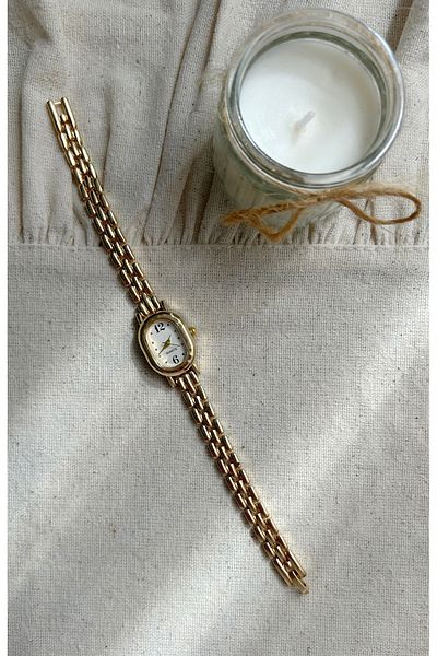 QUARTZ Minimal Metal Cord Women Wrist Watch Gold Color