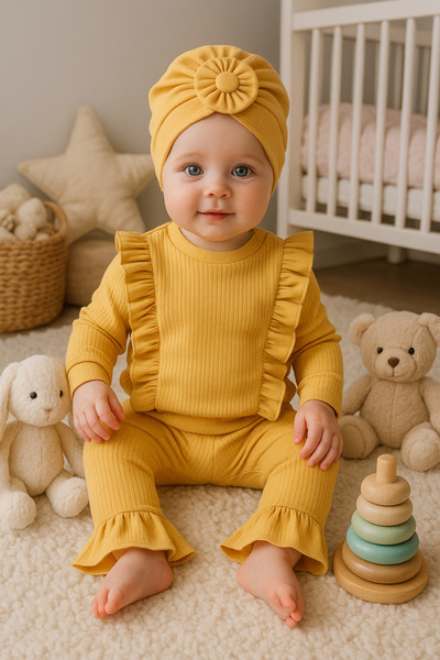 Cherub Baby Fırfırlı Boneli Ispanyol Paça Kız Bebek Takım