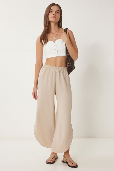 Lovelyİstanbul Ayrobin Cream Shalwar Trousers - Side Slit, Lde0003