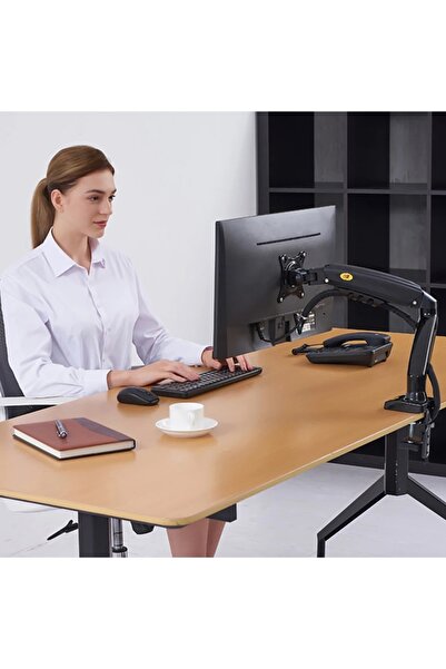 MDS NB F80 Yeni Tek Kol Amortisörlü Led /Lcd Vesa Monitör Standı Tutucu 17-27" 360° Dönebilir 2-9 Kg Şık