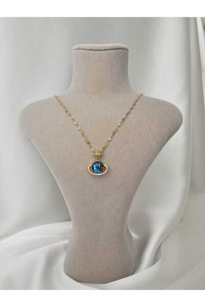 Zivazer Store Kadın çelik kararmaz dünya figürlü kolye