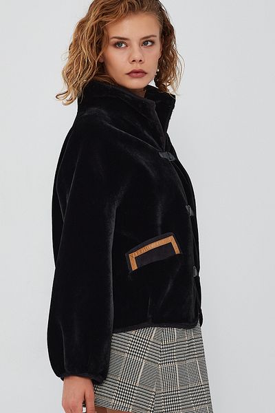Derimod Rosiere Women's Black Teddy Jacket 23Wgd5093Ff