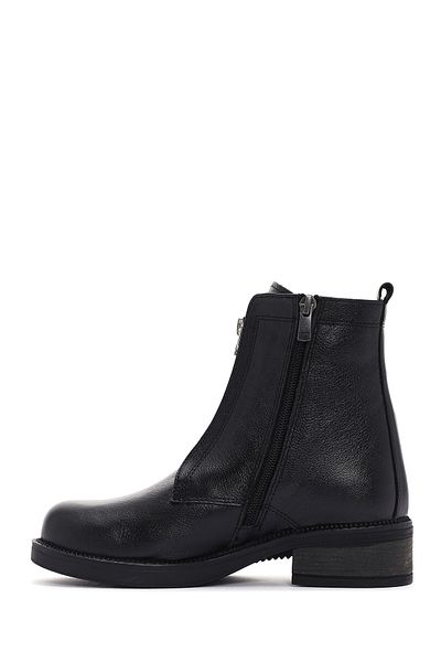 Derimod Black Leather Zippered Women's Boots - 24WFD 182518