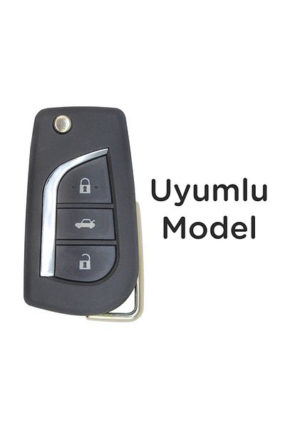 Luxe Aksesuarr Toyota Corolla Auris Yaris Verso Compatible Switchblade 3 Button Silicone Key Protection Case Gray Color