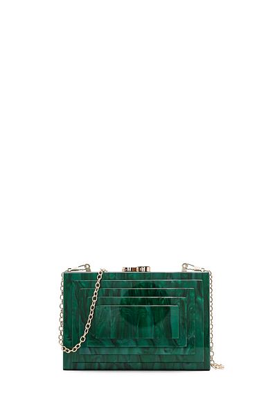 Derimod Women's Green Long Chain Strap Mini Box Portfolio Bag 24Wbd2876Pv