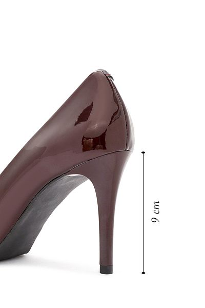Derimod Women's Burgundy Thin Heeled Patent Leather Stiletto 24Wfd 160116