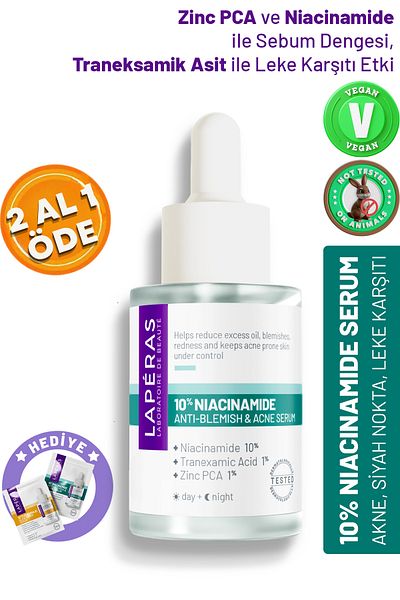 LAPERAS Black Vegan Serum - 10% Niacinamide, 1% Tranexamic Acid, 1% Zinc Pca