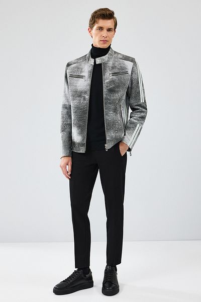 Derimod Carrera Men's Gray Nubuck Leather Sports Jacket 24Wgd6528Wb