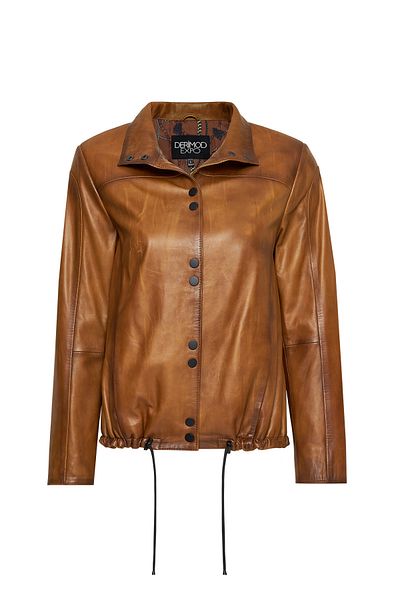 Derimod Lopez Women's Brown Judge Collar Leather Jacket 24Wge5181Nc