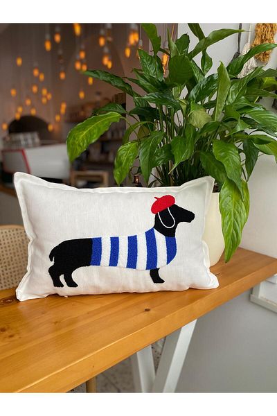 RahanDesign Dog Sausage Patterned 30X50Cm Punch Throw Pillow Cover