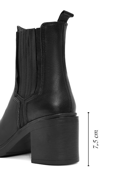 Derimod Women's Black Thick Heeled Leather Chelsea Boots 24Wfd 211118
