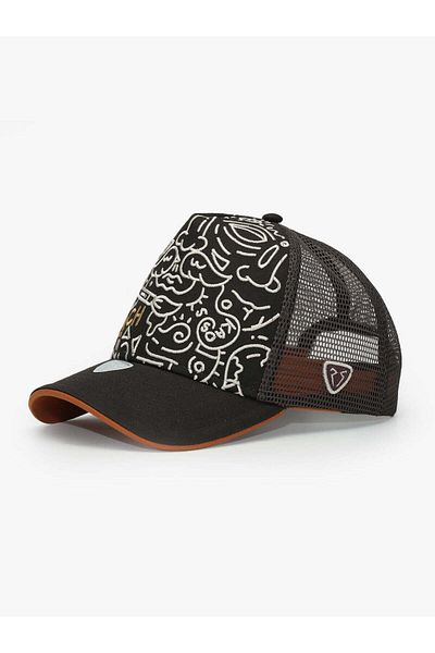 Rust&Rich Women Men Brown Trucker Hat Art Collection Doodle