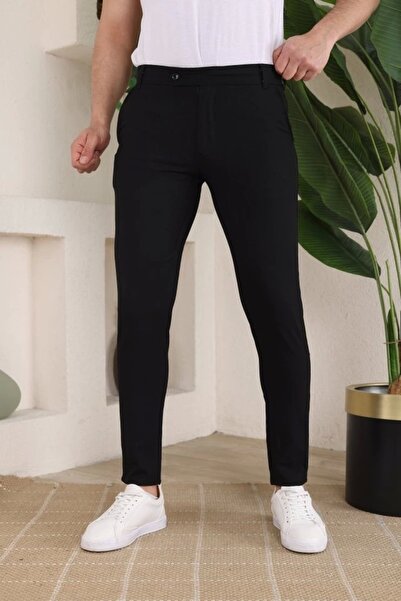 babatr.com بنطال رجالي من القماش الليكرا بقصة ضيقة بطول الكاحل
