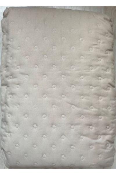 GENÇEV HOME COLLECTİONS Quilted Plain Single Multi-Purpose Cover (Pike) Beige - 160X220 cm & Both Pique - Both Bedspread