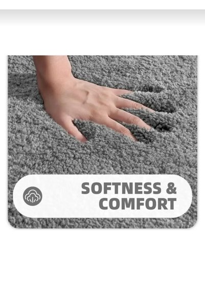 ODAK HALI Bathroom Mat 4-Piece Toilet Seat Set Non-Slip Base