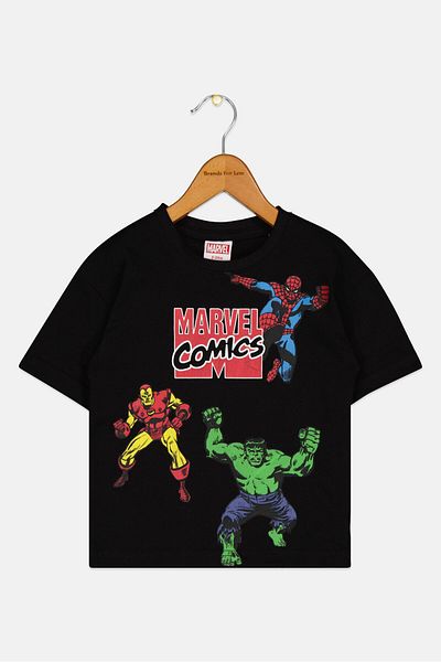 Marvel Toddlers Boy Short Sleeve Graphic Print T-Shirt, Black