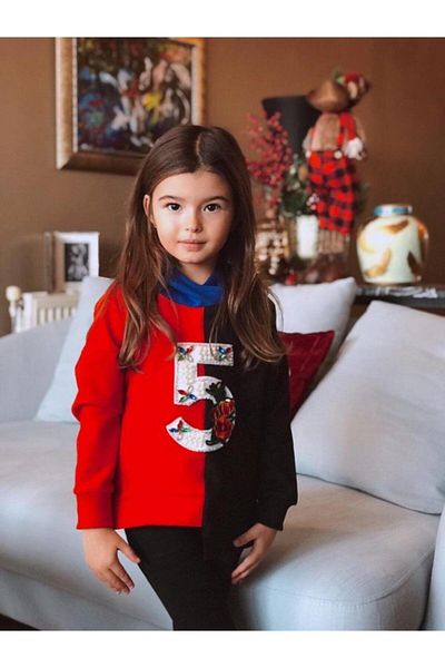 Hilal Akıncı Kids Girl's Colorful Piece Sweatshirt Tights Double Set